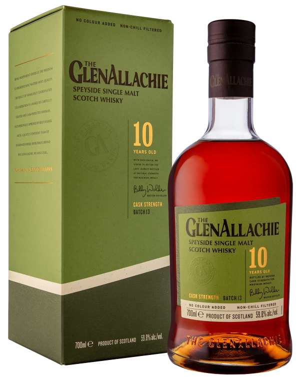 ГленАлахи 10 годишно Спейсайд Сингъл Малц Скоч Уиски Каск Стрентс Бач 13 0.7 л в Картонена Кутия